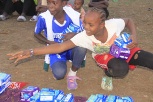 Girl Receiving sanitary products